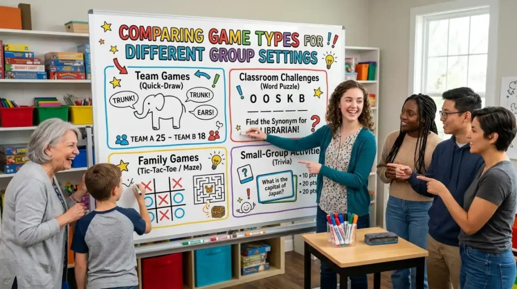 Comparing Game Types for Different Group Settings