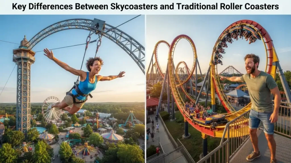 Key Differences Between Skycoasters and Traditional Roller Coasters